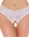 White Lace Open Crotch G-String - Rapture Works